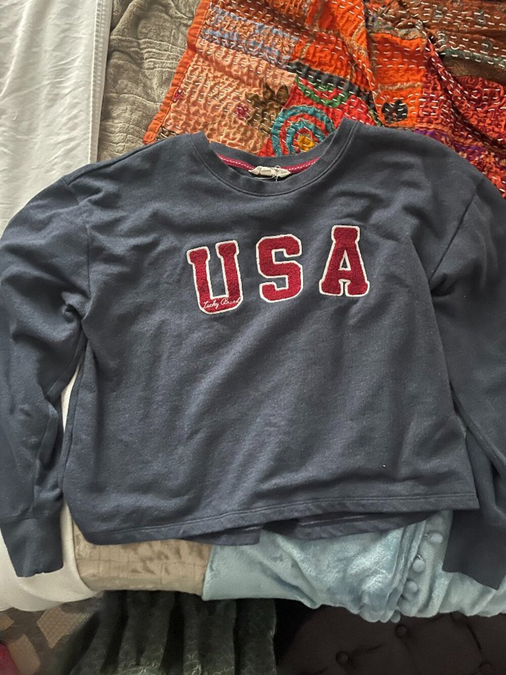 Lucky Brand | Blue USA Crewneck Sweater